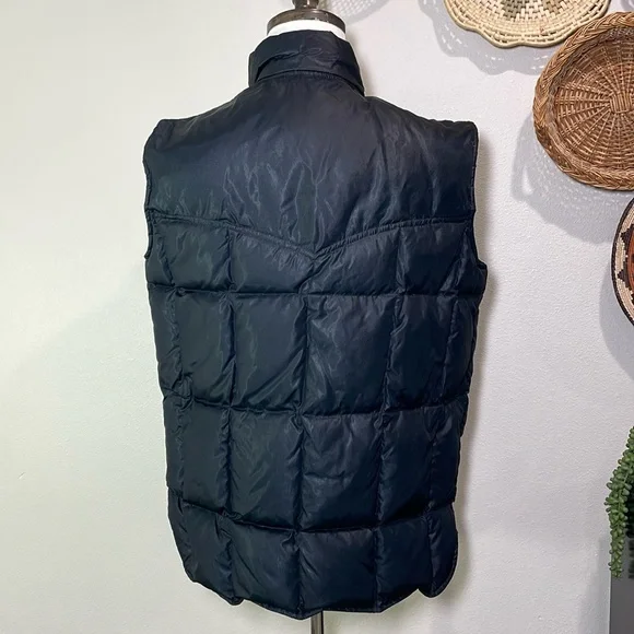 Mens Vintage Miller Outerwear Goose Down Western Puffer Vest Snap Black Size M/L